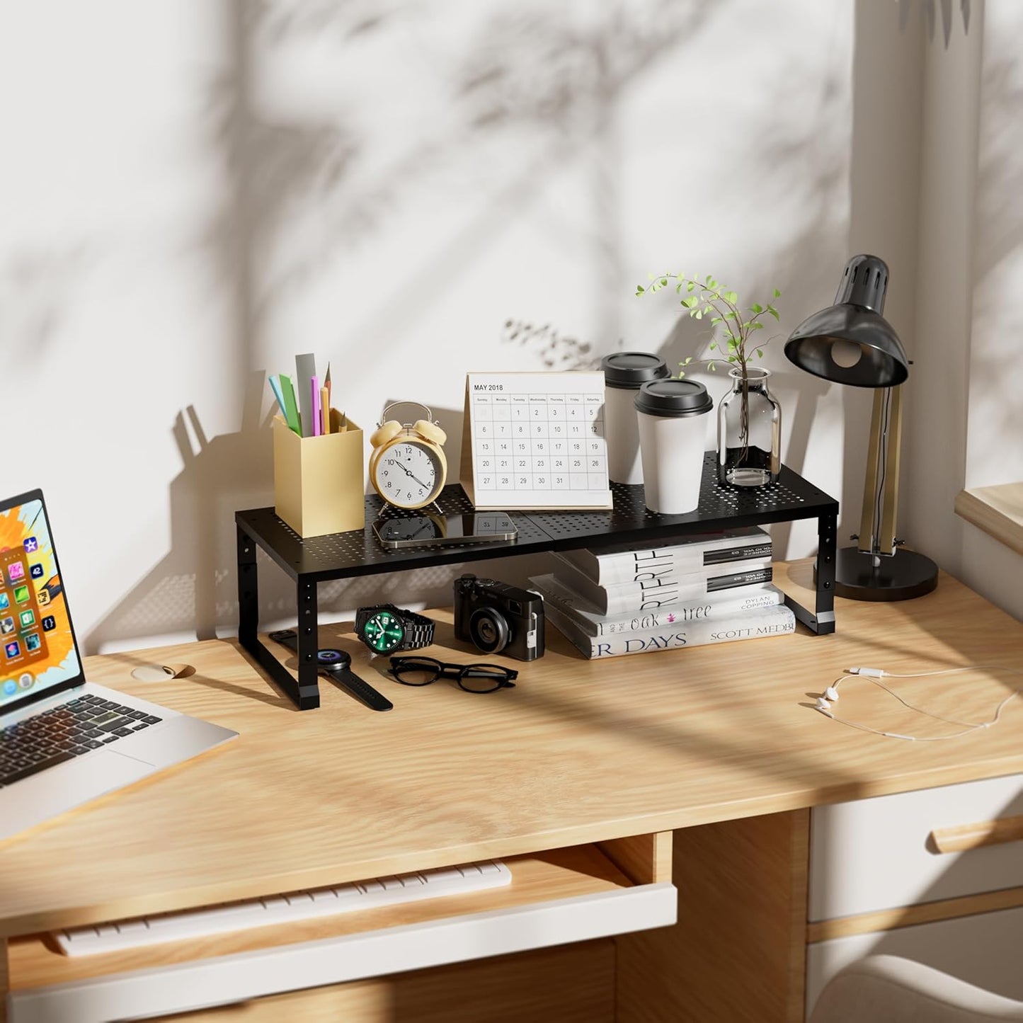 Expandable Spice Rack & Kitchen Cabinet Organizer - Stackable, Adjustable Shelves for Cabinets, Countertops, Cupboards & Pantries(1 Pack/Large/Black)