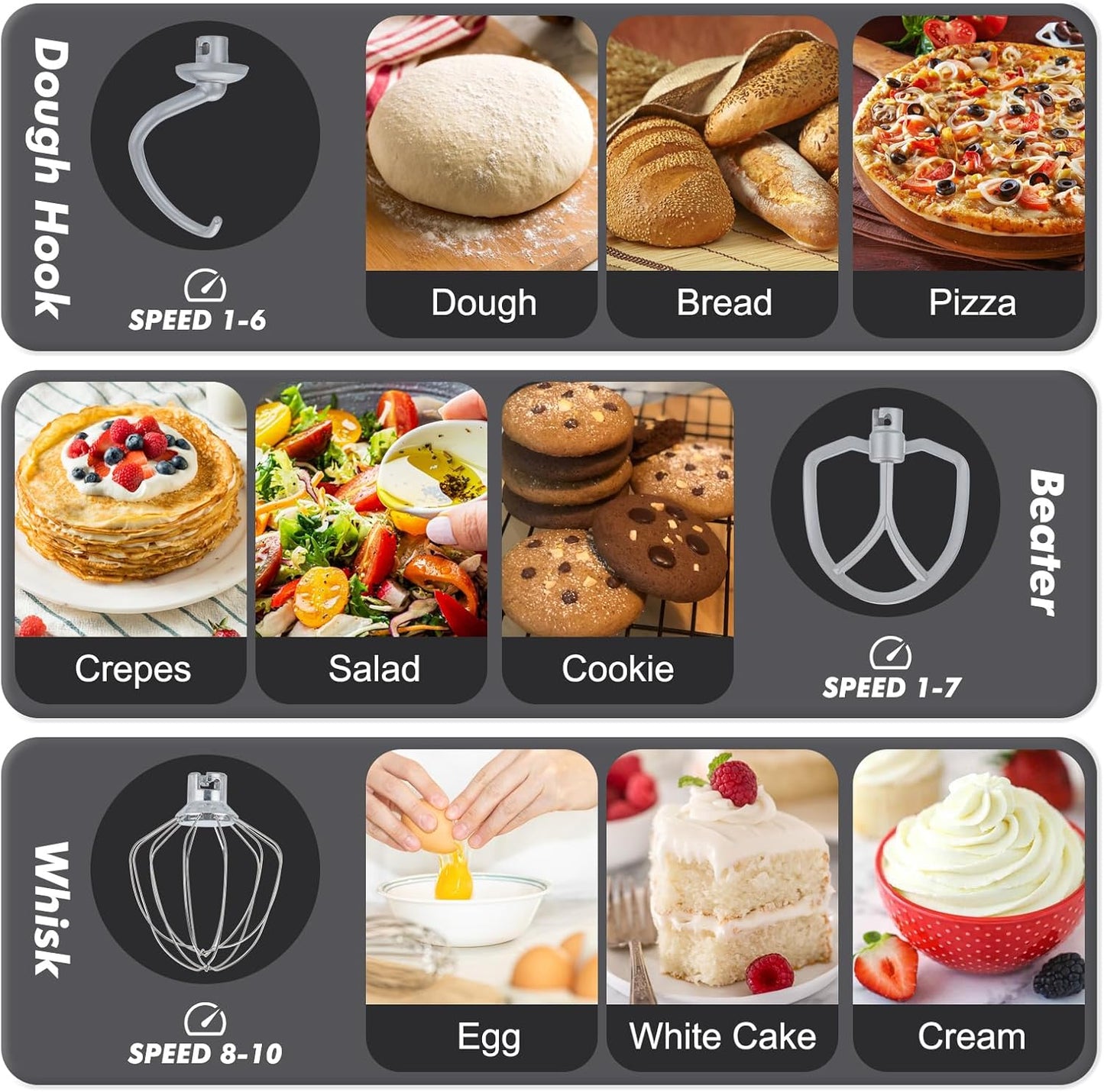 Kitchen in the Box Stand Mixer, 3.5QT Two Bowls Small Kitchen Electric Mixer, 10-Speed Portable Lightweight Matte Finish with Egg Whisk, Dough Hook, Beater (Onyx Black, 3.5QT)