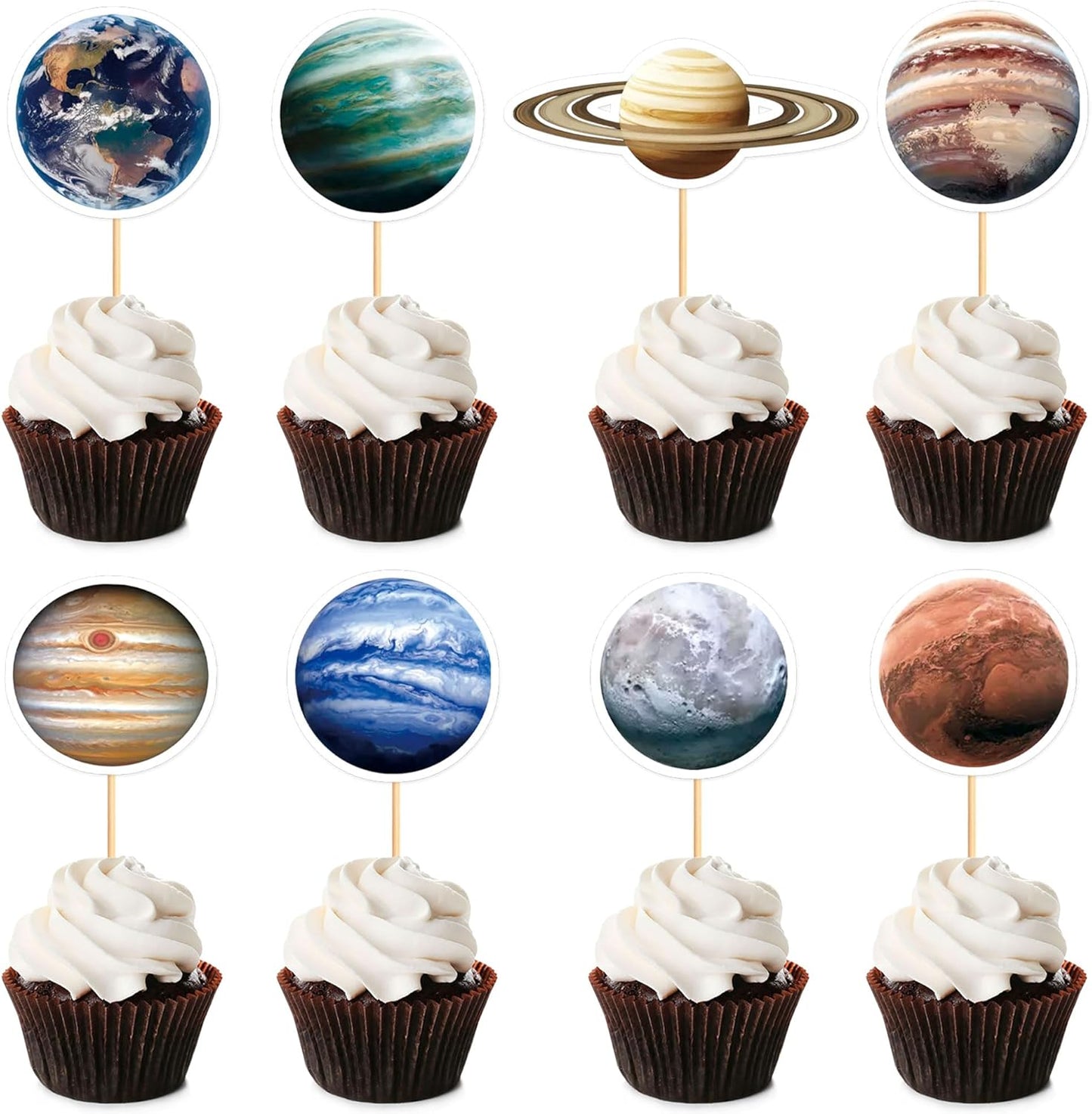 40PCS Space Cupcake Toppers Solar System Galaxy Universe Cupcake Picks Outer Space Theme Boys Girls Baby Shower Birthday Party Cake Decorations Supplies