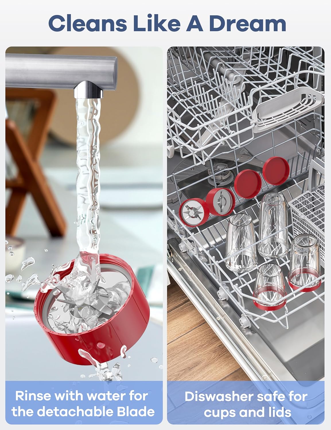 Ganiza Smoothie Blender, 900W Blenders for Shakes and Smoothies, 15-Piece Personal Blender and Grinder Combo for Kitchen, Smoothies Maker with 4 BPA-Free Portable Cup, Nutritious Recipe Red