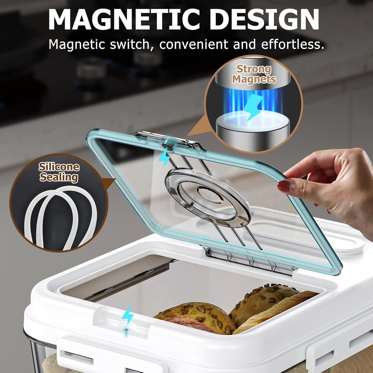 Bread Box For Kitchen Countertop, Airtight Bread Storage Container, Time Recording Bread Keeper with Lid,Bread Storage For Homemade Breads, Toast, And Cookies, White Bread Holder.