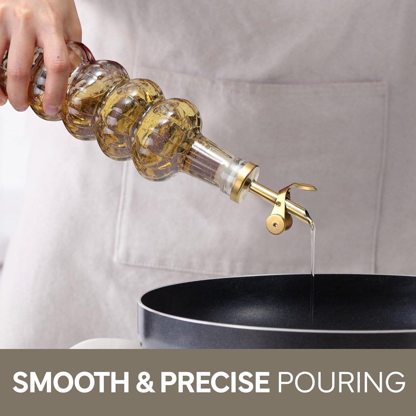 COOK WITH COLOR Glass Olive Oil Bottle Dispenser - 2 Pack- 17oz Oil and Vinegar Cruet - Olive Oil Carafe Decanter for Kitchen