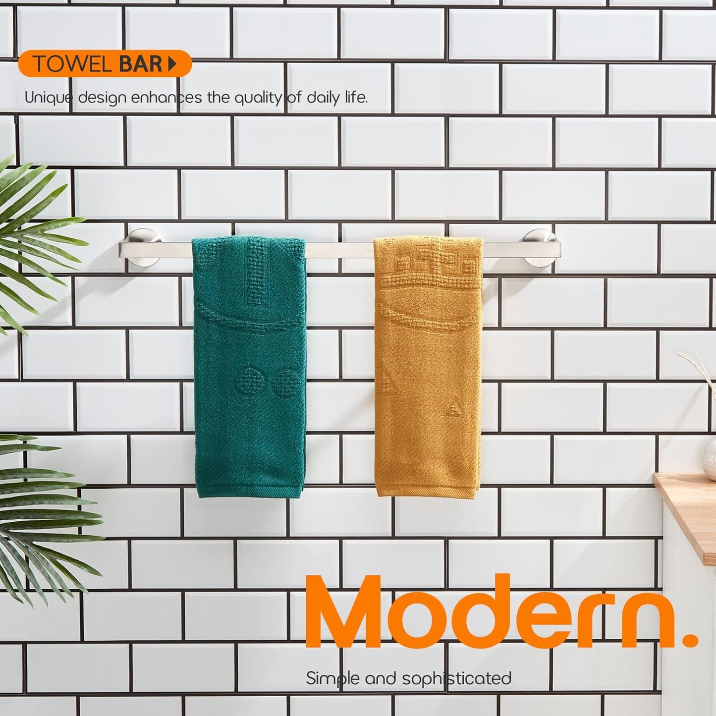 20 Inch Bathroom Towel Bar Bath Towel Rack Kitchen Towel Holder Towel Shelf Wall Mounted SUS304 Stainless Steel 2 Pack Brushed Nickel AN4001BR-L20-P2