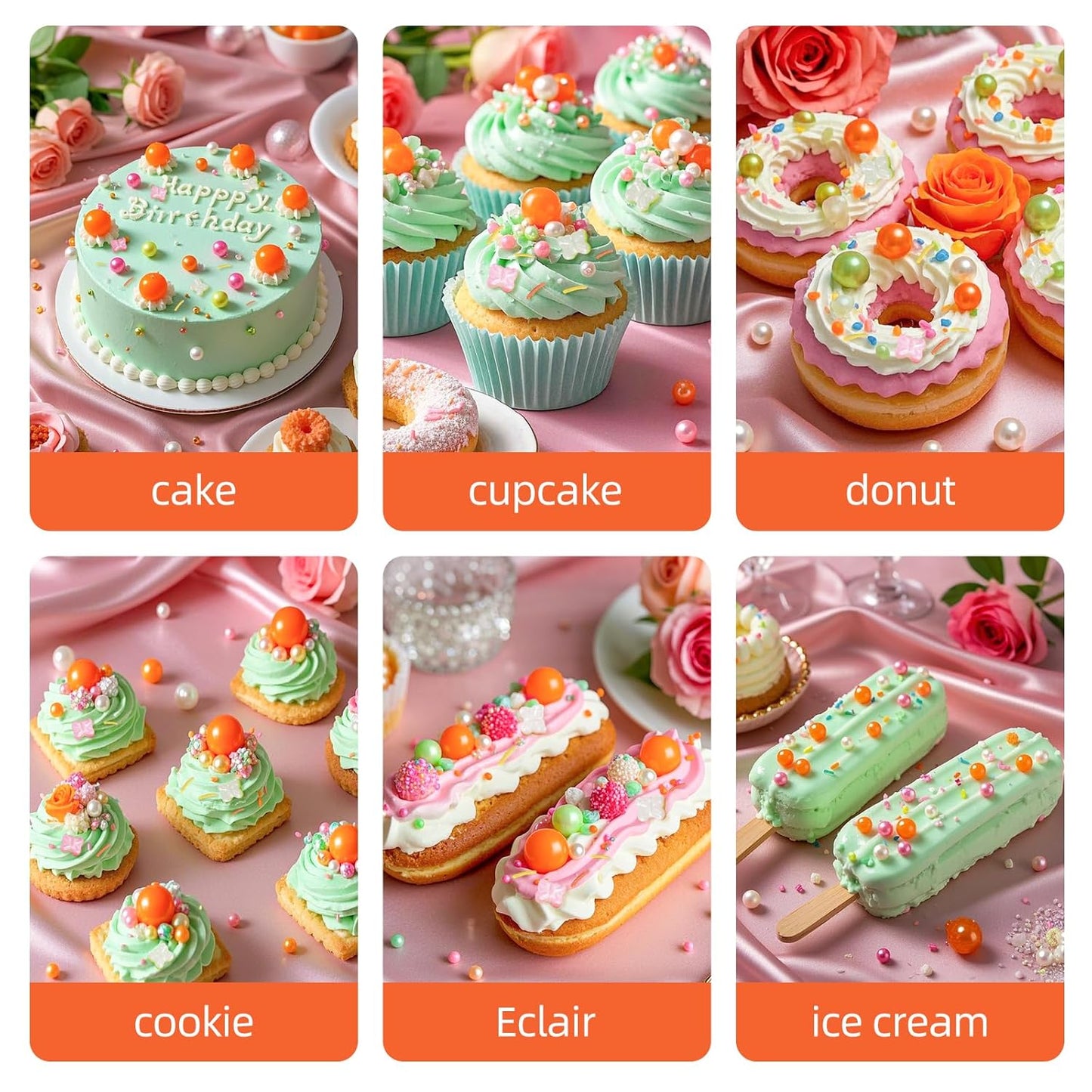 Butterfly Sprinkles,Edible Pearl Sugar Decorating,Colorful Candy Sprinkles Jimmies Mixed,130g/4.58oz,Orange White Pink Edible Cake Decorations,Perfect for Baking,Dessert,Ice Cream,Cookies,Cupcake Toppers,Wedding Party Birthday Supplies