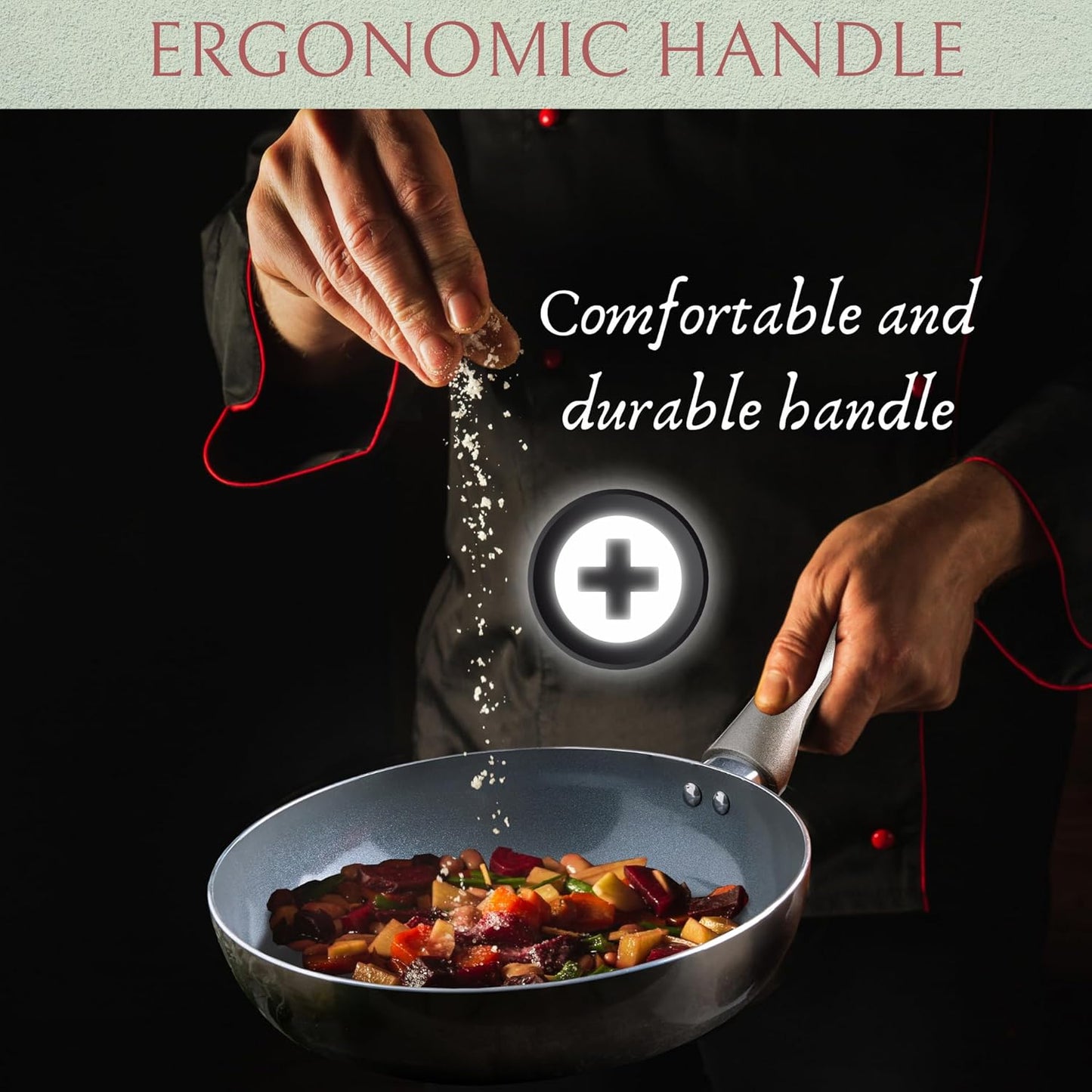 Moss & Stone 6 Pcs Dark Grey Nonstick Cookware Set, Pots And Pans Set Non stick With Glass Lid, Induction Cookware, Stay-Cool Handle PTFE/PFOA Kitchen Pots 6-Piece with Frying Pans & Saucepan