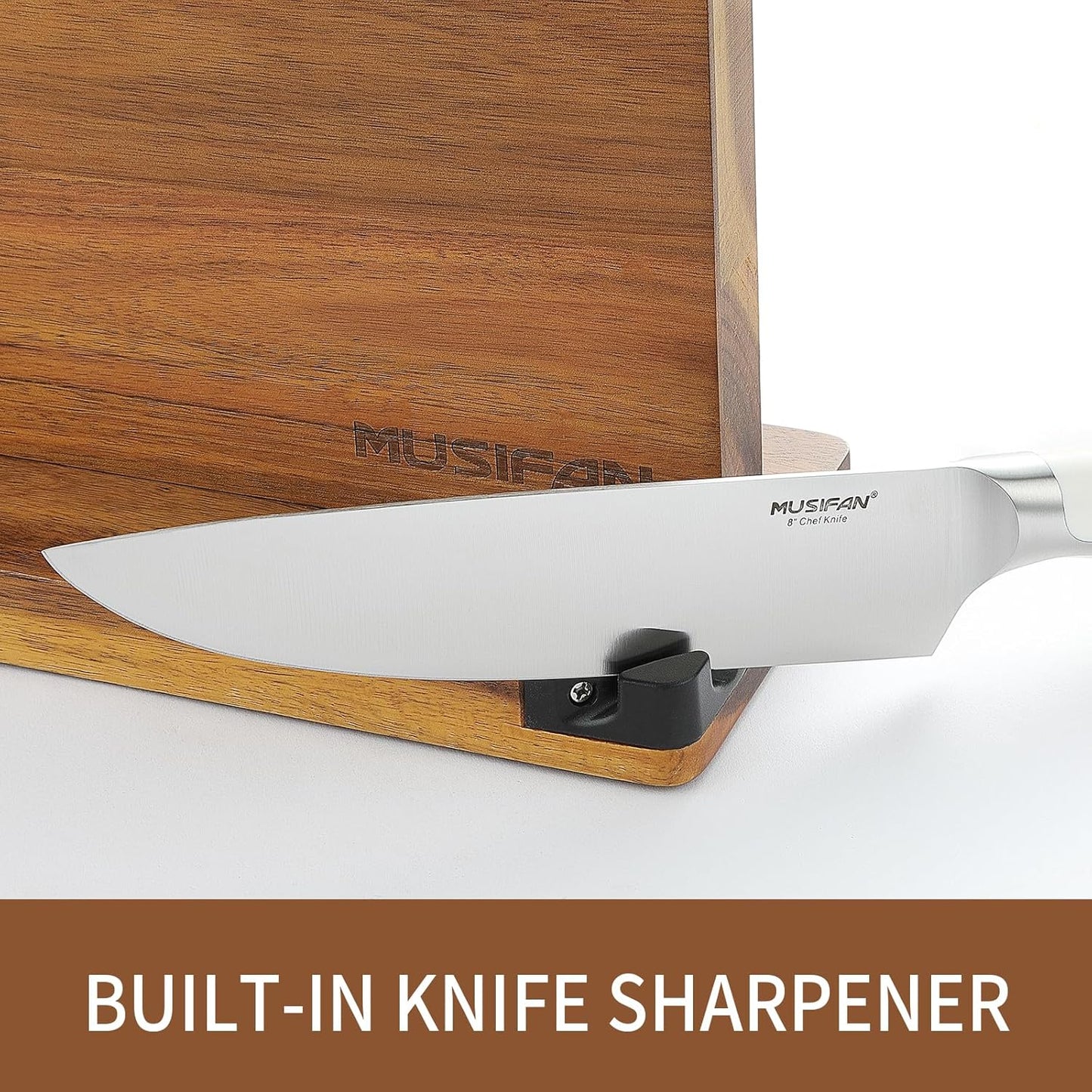 Magnetic Knife Block - Magnetic Knife Holder - Magnetic Knife Stand- Cutlery Display Stand and Storage Rack（sharpener)