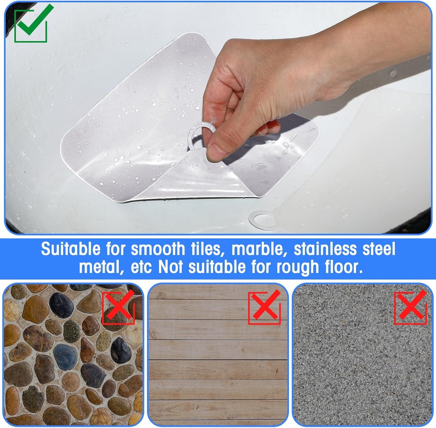 Yinkin 6 Pcs Drain Covers to Keep Bugs Out Silicone Shower Floor Tub Stoppers Bathtub Drain Stoppers Sewer Anti-Odor Mats Deodorizing Plugs for Bathroom(6 x 6 Inch,Square,White)