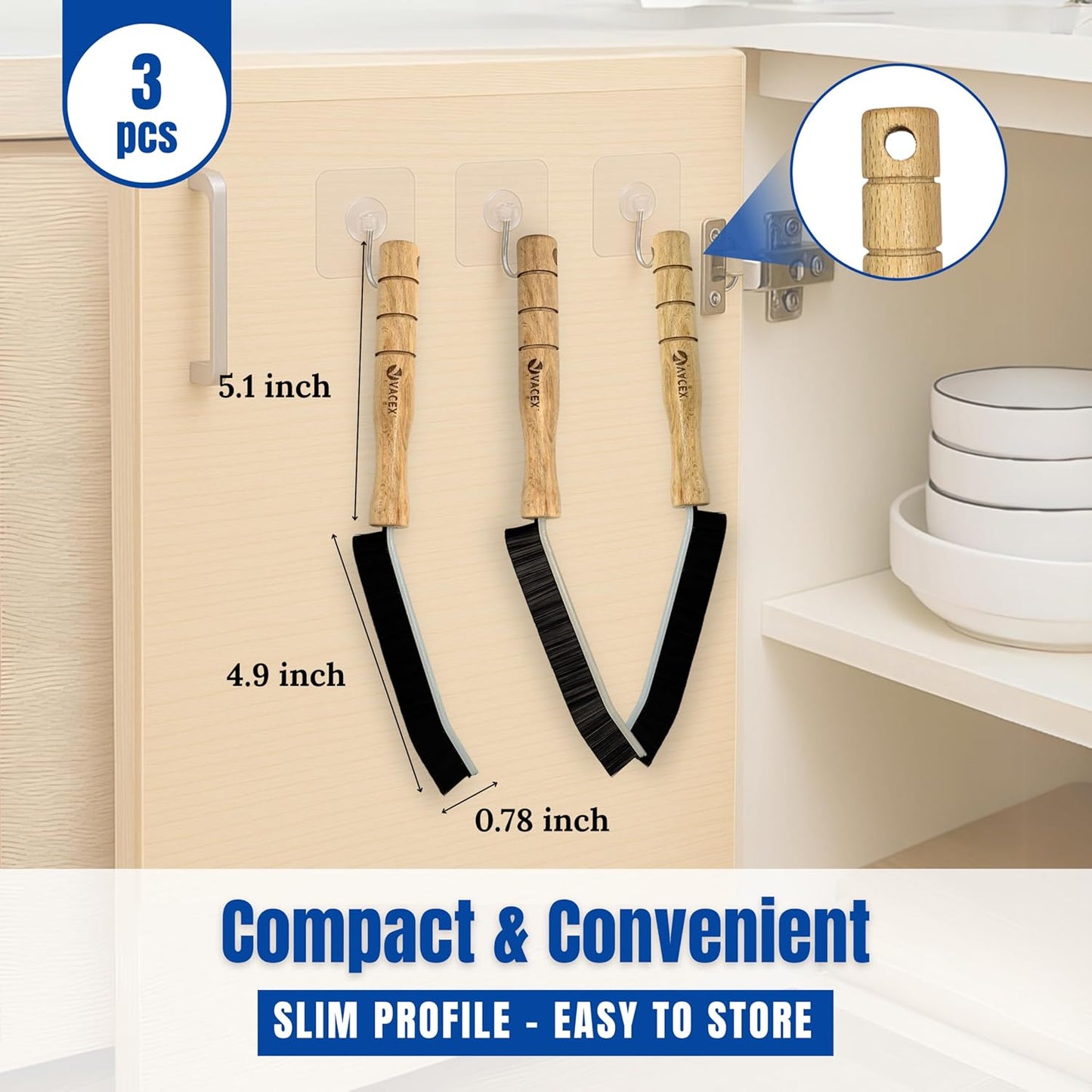 Crevice Cleaning Brush - Grout Scrub Brush, House Cleaning Supplies, Gap Cleaning Tools, Home Essentials, Gifts for Women Men, Hard Bristle Crevice Cleaner Brush for Household Use, Bathroom (3PCS)