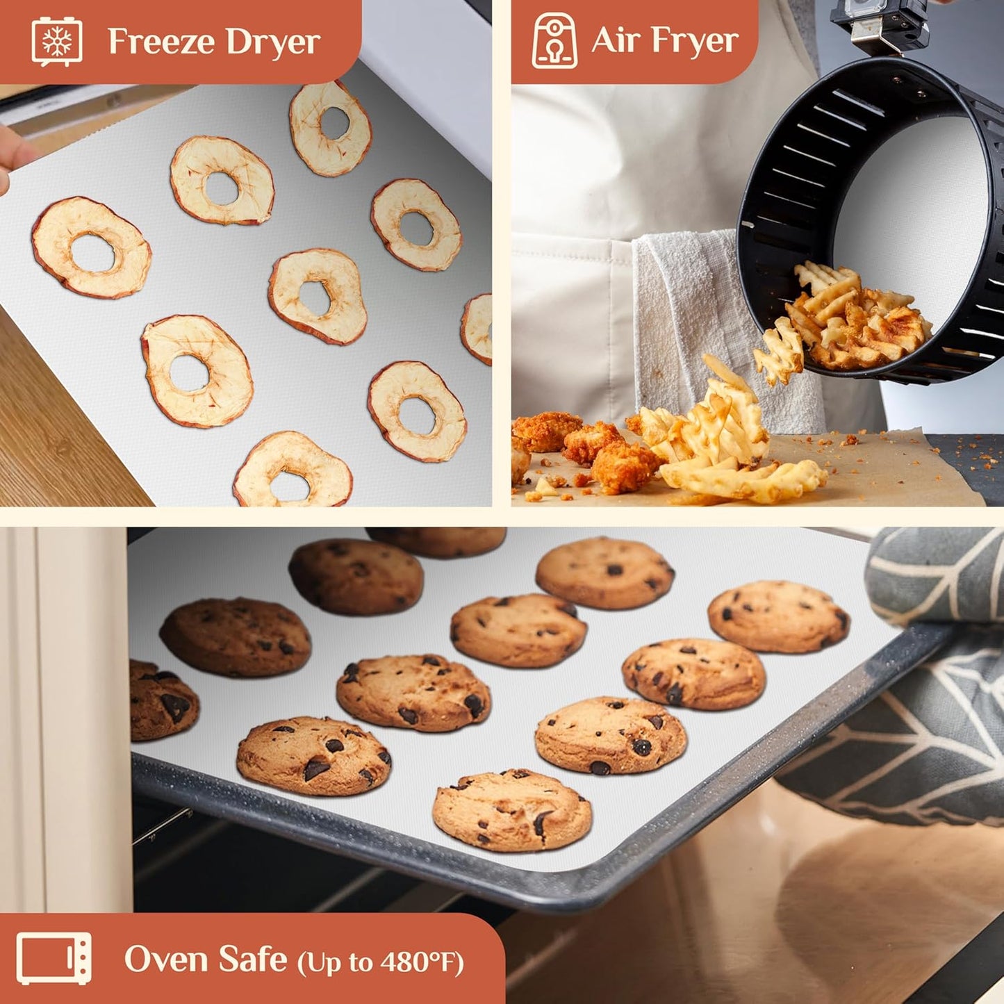 Silicone Baking Mat, 24 IN x 6 FT Free Cutting Baking Sheet,Non-Stick Reusable Dough & Pastry Mat,Non-Slip Silicone Mat Roll for Air Fryer Liner,Freeze Dryer,Oven Baking Pan,Kitchen Counter