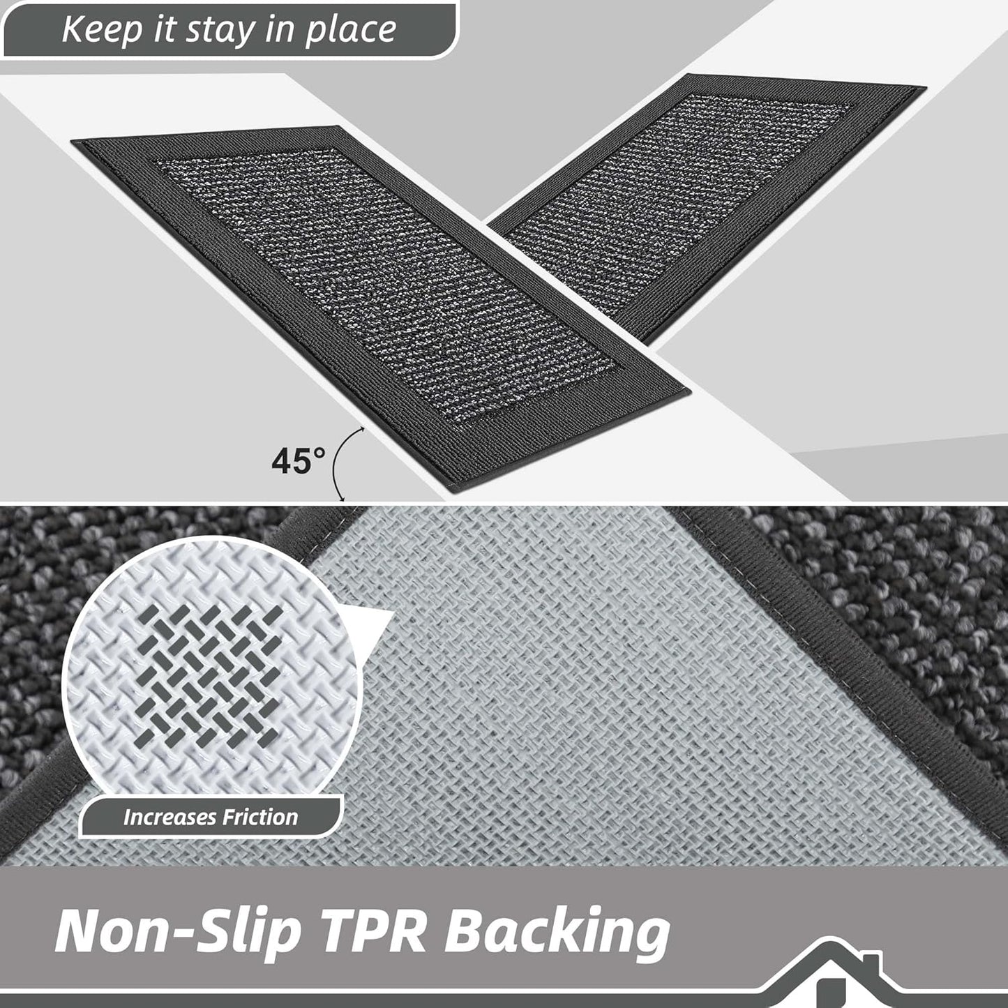 BEQHAUSE Indoor Door Mat 24" x 36", Dirt Trapper Door Mats Non-Slip Entryway Rugs Washable, Resist Dirt Absorbent Welcome Mat, Low Profile Floor Mats for Front Back Door and Entryway, Charcoal