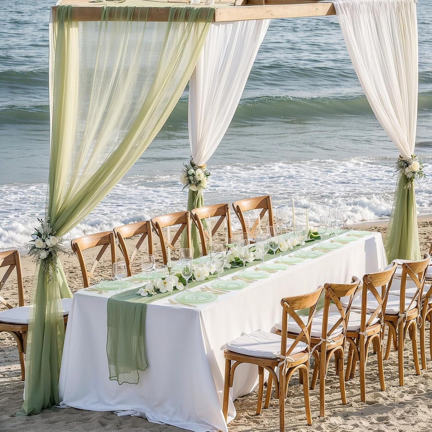 supernal 100pcs Green Disposable Plates - Green Heavy Duty Plastic Plates With Gold Beads - Include 10inch Dinner Plate and 7inch Plastic Dessert Plate - Disposable Serving Platters for Party,Wedding