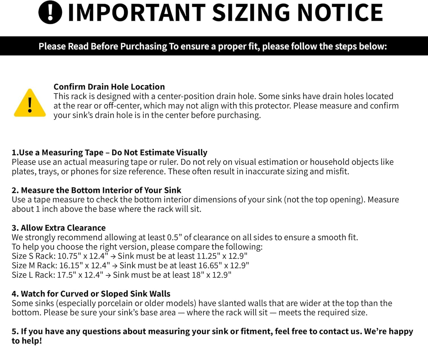 SunnyPoint 304 Stainless Steel Sink Protector Rack – Rust-Resistant Grid for Kitchen Sink Bottom, Scratch Prevention, Drainage Support, Fits Sinks 16.15" x 12.4", Center Drain Hole Required