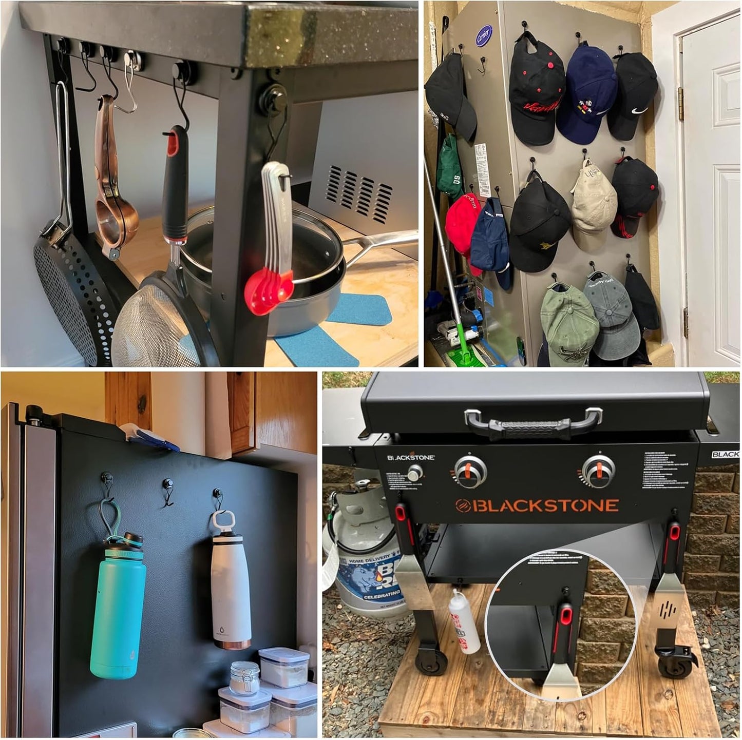 LOVIMAG Hooks, 75lbs+ Magnetic Magnet Hook 2025 Cruise Cabin Ship Essentials Heavy Duty Strong Refrigerator Fridge Hanging for Classroom Beach Vacation Kitchen Grills Home Mug Hanger (8 Pack), Black