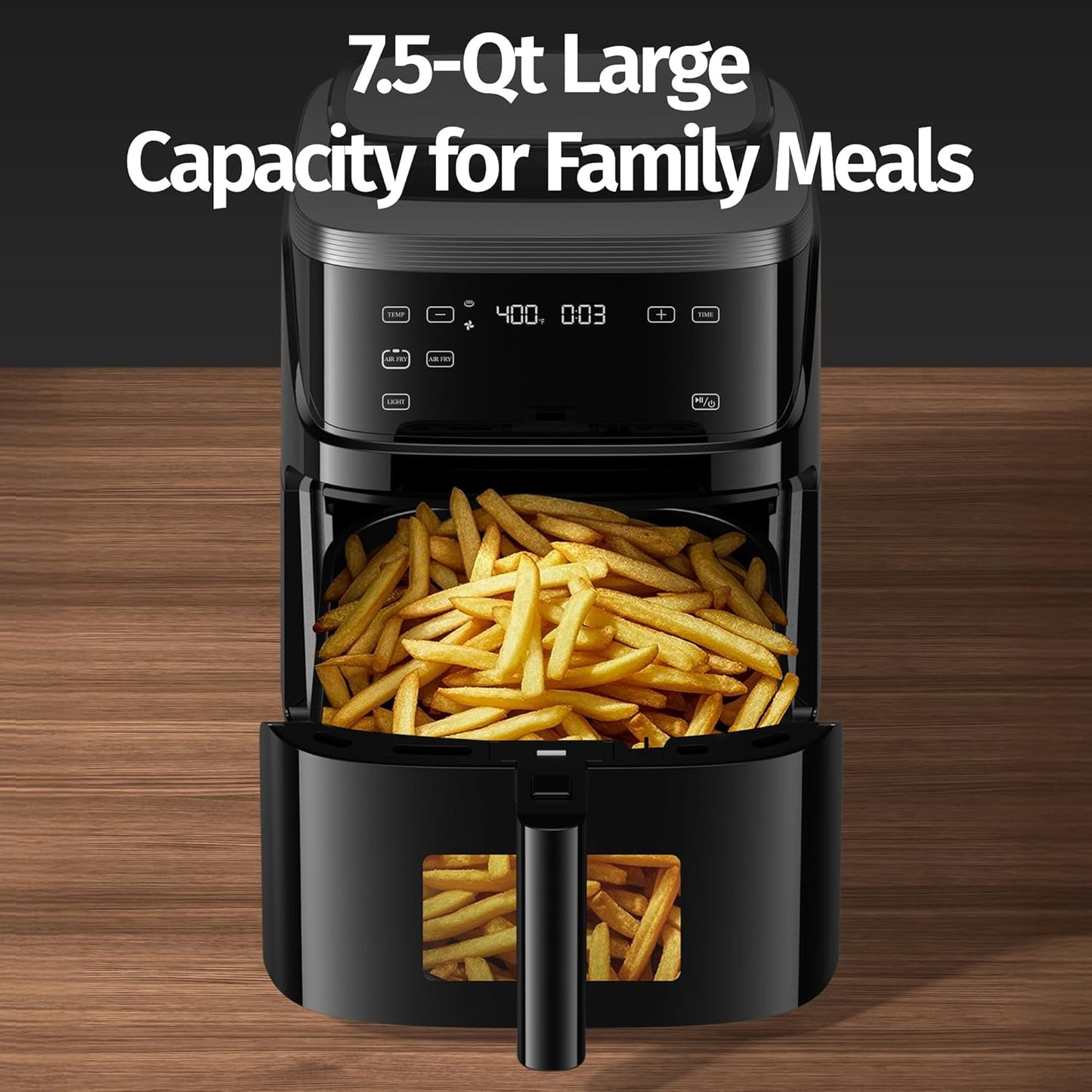 Steam Air Fryer, Non Toxic,12-IN-1 Large Air Fryers with Superior Airflow, Self-Cleaning Smart Digital Fryer, Air Fry, Roast, Reheat, Dehydrate, Air Crisp Technology with 420F for Hot, 7.5 QT