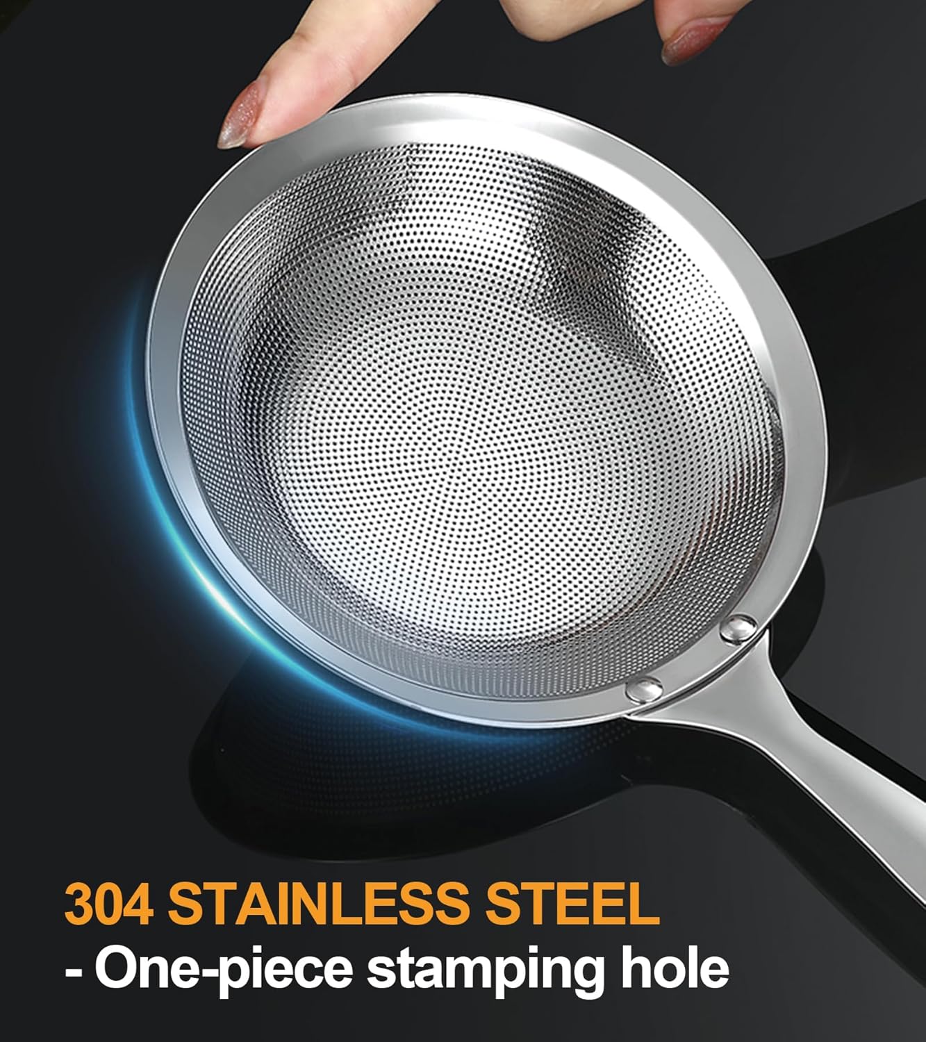 Filter Scoop Stainless Steel Fat Skimmer Spoon, Professional Skimmer Spoon Grease Filter Ladle, Oil Separator for Frying and Gravy, Commercial Kitchen Strainer (3.5 Inch & 4.3 Inch)