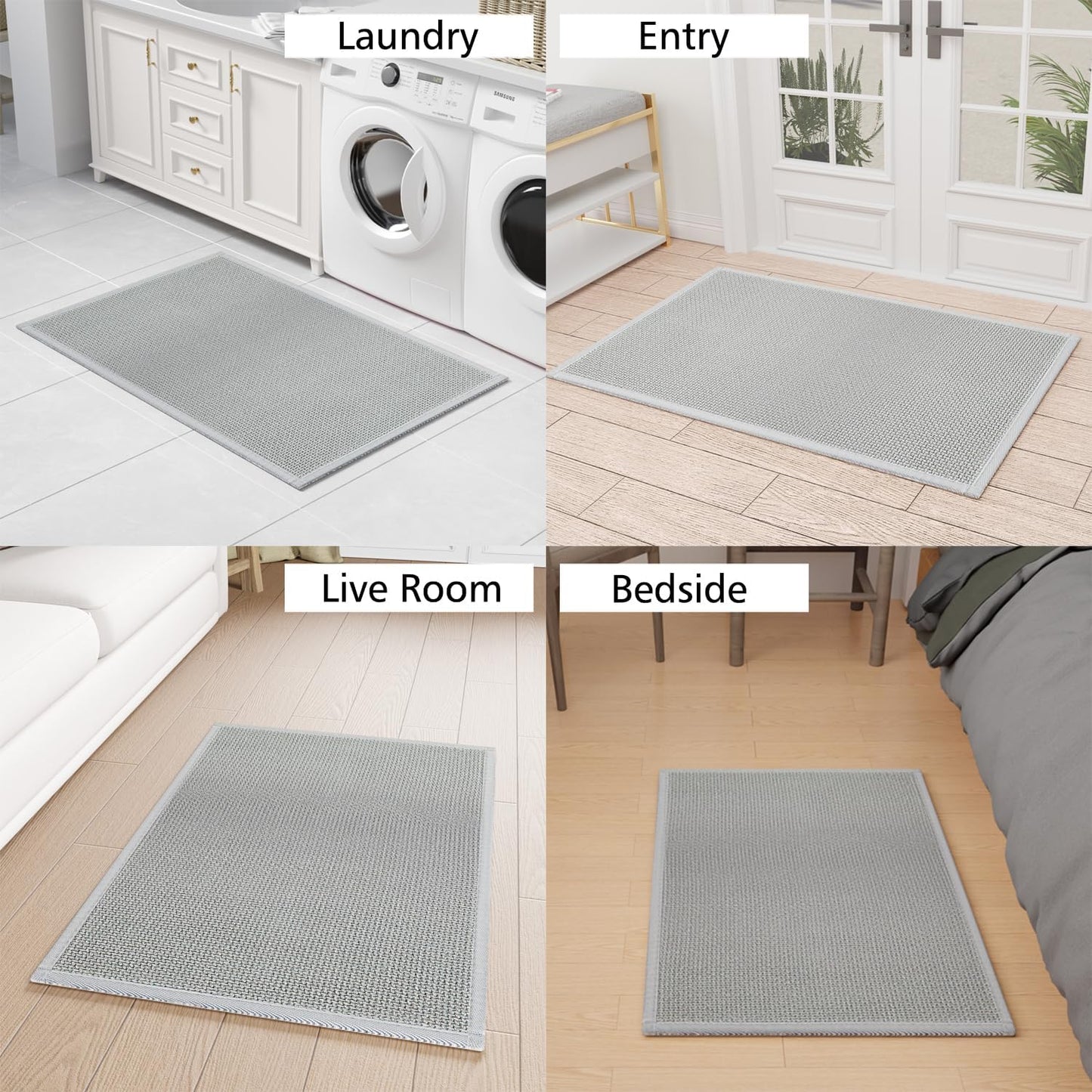Kitchen Mat 1 PCS, Cushioned Non Slip Rugs for Kitchen Floor, Absorbent Runner Comfort Standing Mats Washable for Kitchen, Office, Home (Grey, 24"x36")