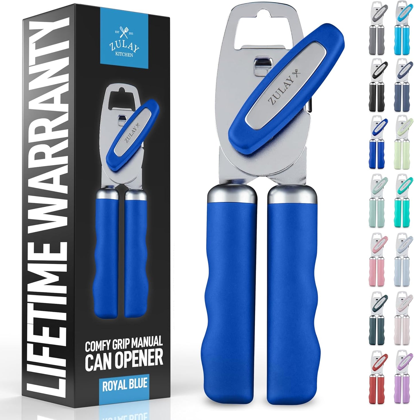 Zulay Kitchen Manual Can Opener with Bottle Opener with Turn Knob