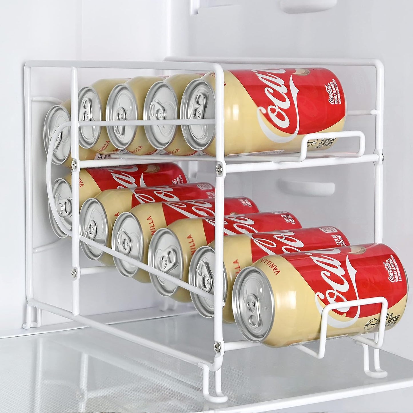 SUFAUY Soda Can Organizer Rack, Stackable Beverage Can Dispenser Holder for Pantry/Refrigerator, Set of 2, White