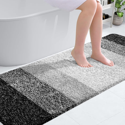 OLANLY Bathroom Runner Rugs 70x24, Extra Soft Absorbent Microfiber Bath Rugs, Rubber Backing, Quick Dry, Machine Washable Bath Mats for Bathroom Floor, Tub and Shower, Home Decor Accessories, Black