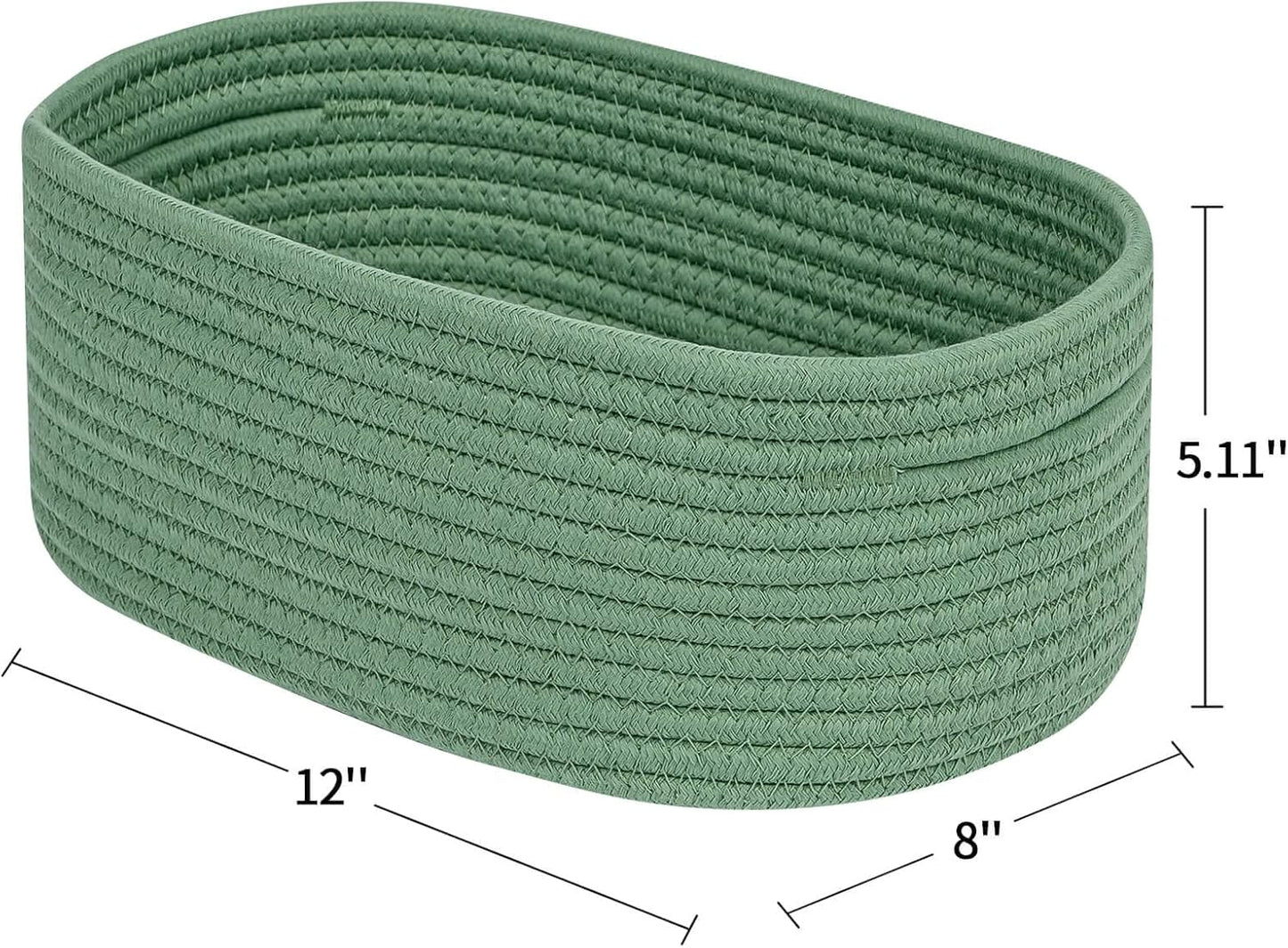 CubesLand Small Storage Basket for Shelves, Woven Rope Green Basket for Organizing, Durable & Skin-Friendly Cube Shelf Closet Organizer Bins, Toy Storage Organizers Bin, Modern Home Decor with Handles