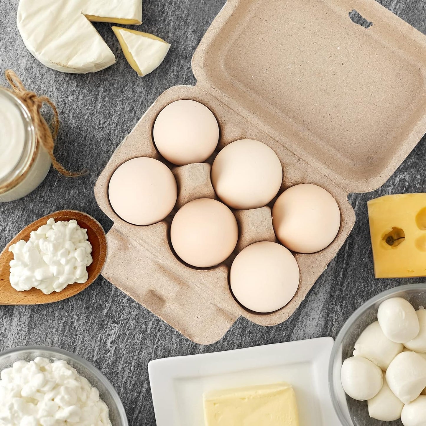 Paper Egg Cartons for Chicken Eggs, 36 Pieces Pulp Fiber Half Dozen Egg Cartons Bulk 6 Count Egg Storage Containers Holder for Family Farm Market Fridge Storing Chicken Eggs