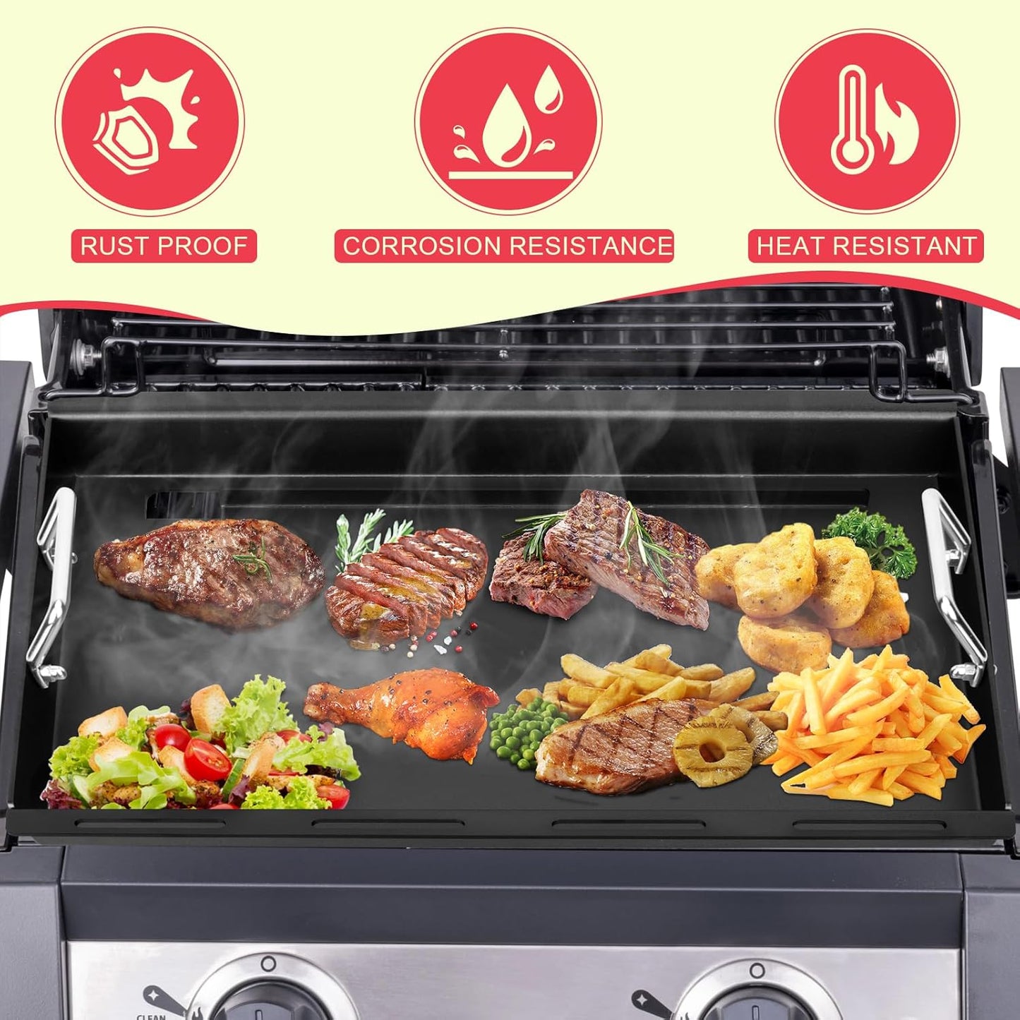 Full-Size Griddle Inserts for Charbroil Performance 2 Burner 463251414 463660421 463630422 463655621, Flat Top Griddle for Char-Broil 463343015 463622514 463631410 463251414 G460-0500-W1 G430-0016-W1