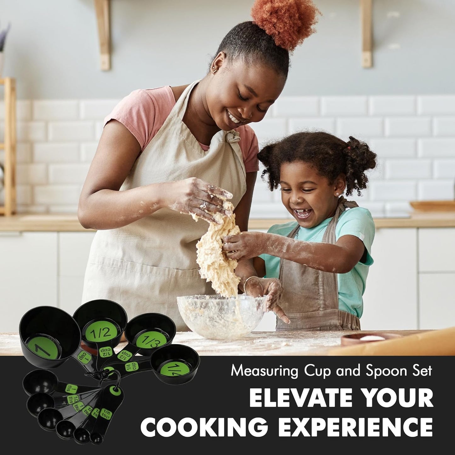 Chef Craft Easy to Ready Plastic Measuring Cup Set, 10 piece set, Green