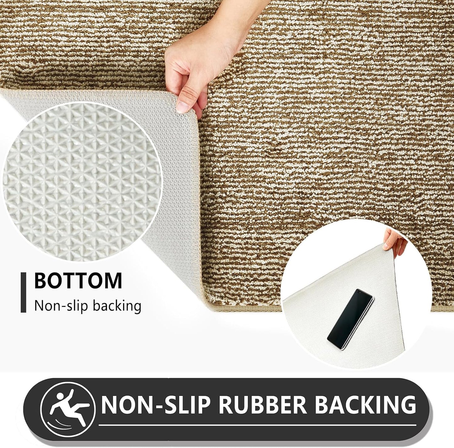 REFETONE Indoor Doormat, Front Door Mat 36"x59" Absorbent Rubber Backing Non Slip Back Door Mats, Washable Low-Profile Inside Floor Mat Door Rugs for Entryway, Resist Dirt Mud Mat for Dogs, Coffee