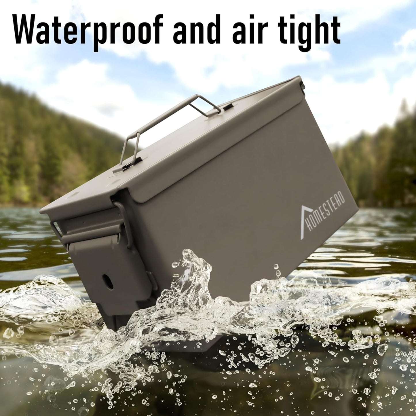 HOMESTEAD 50 Cal Metal Ammo Can – 4 Pack M2A1 Military Steel Ammo Storage Box, Airtight and Water-Resistant Ammunition, Dark Brown Color