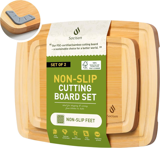 Bamboo Cutting Board Set Non Slip Feet Over Sink Brides Her Wedding Day Bridal Shower Engaged Engagement Hostess Couple Newly Wed House Christmas Married Future Mrs fiancee Unique Cool Gifts