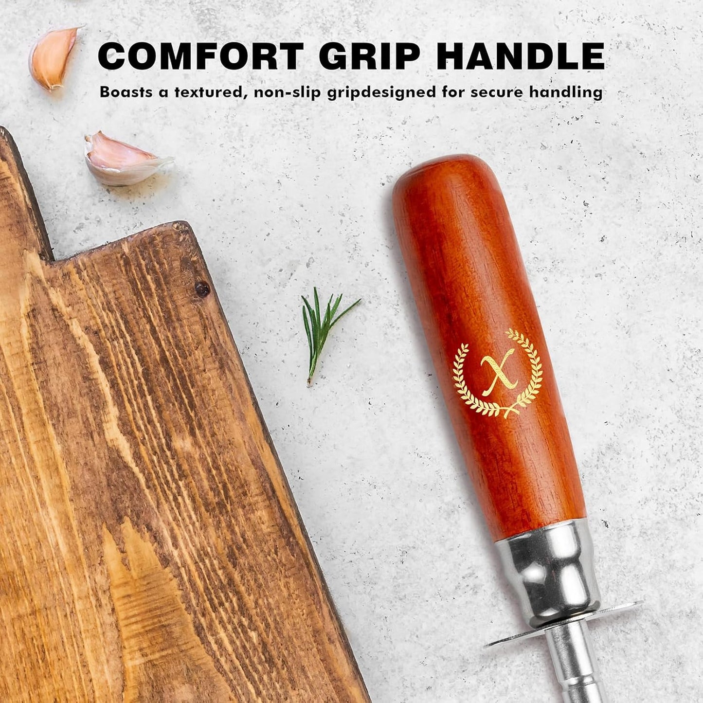 Knife Sharpener Rod, Kitchen Knives Sharpener Carbon Steel Professional Knife Sharpening Steel, Honing Rod with Hanging Holes (13 inches), X