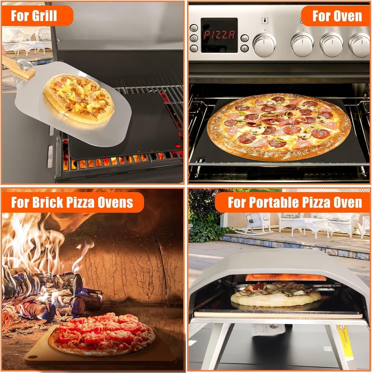 Hisencn 13" Ceramic Pizza Steel for Home Ovens - 20X Faster Heating, Crispy Crust Kit with Aluminum Peel & Tools
