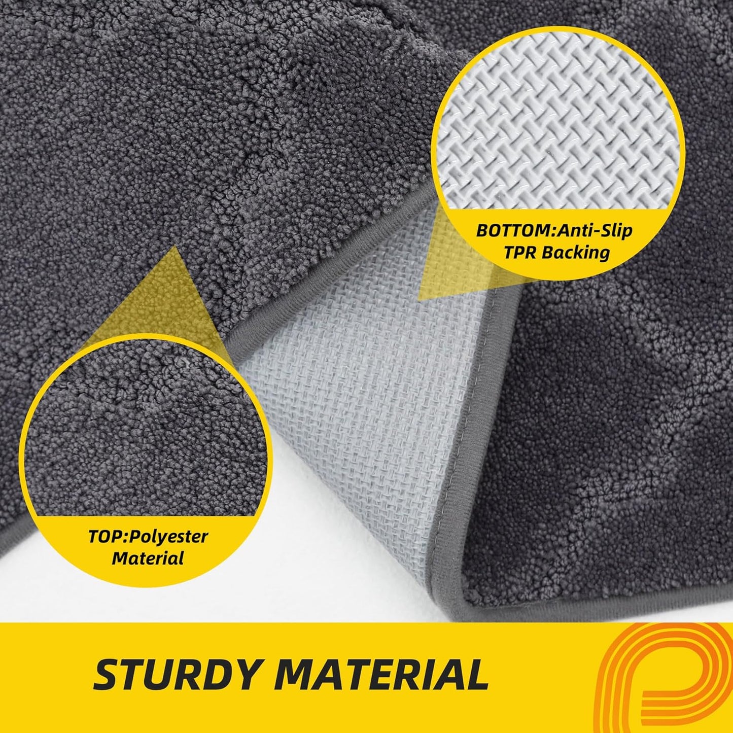 JSEI Kitchen Rugs, Non-Slip Kitchen Mats for Floor, Soft Washable Absorbent Kitchen Mats 2 Pieces, Kitchen Carpet Runner with TPR Backing, Polyester, 24”x36”+24”x60”, Dark Grey