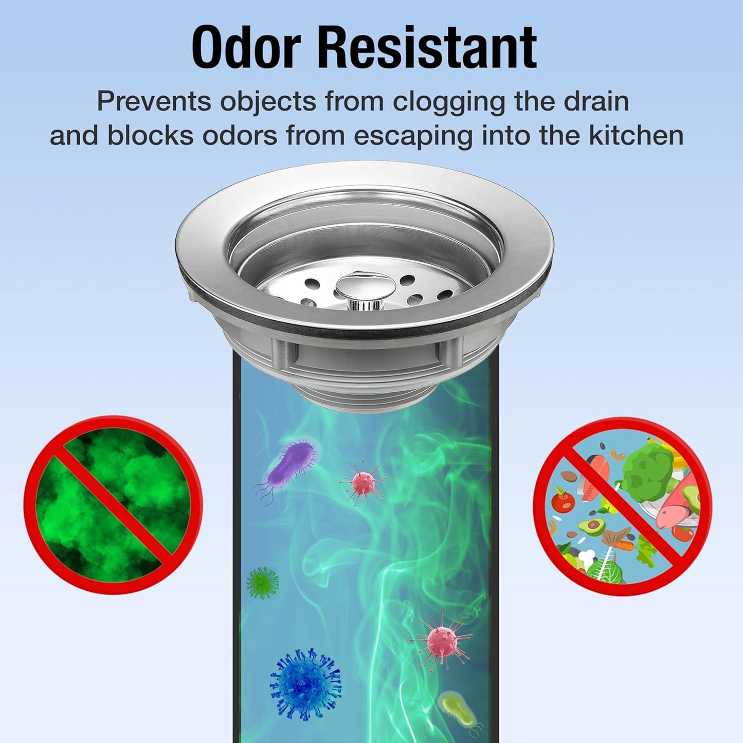 Pacific Bay Sink Strainer with Stainless Steel Removable Basket (3.5” Drain)