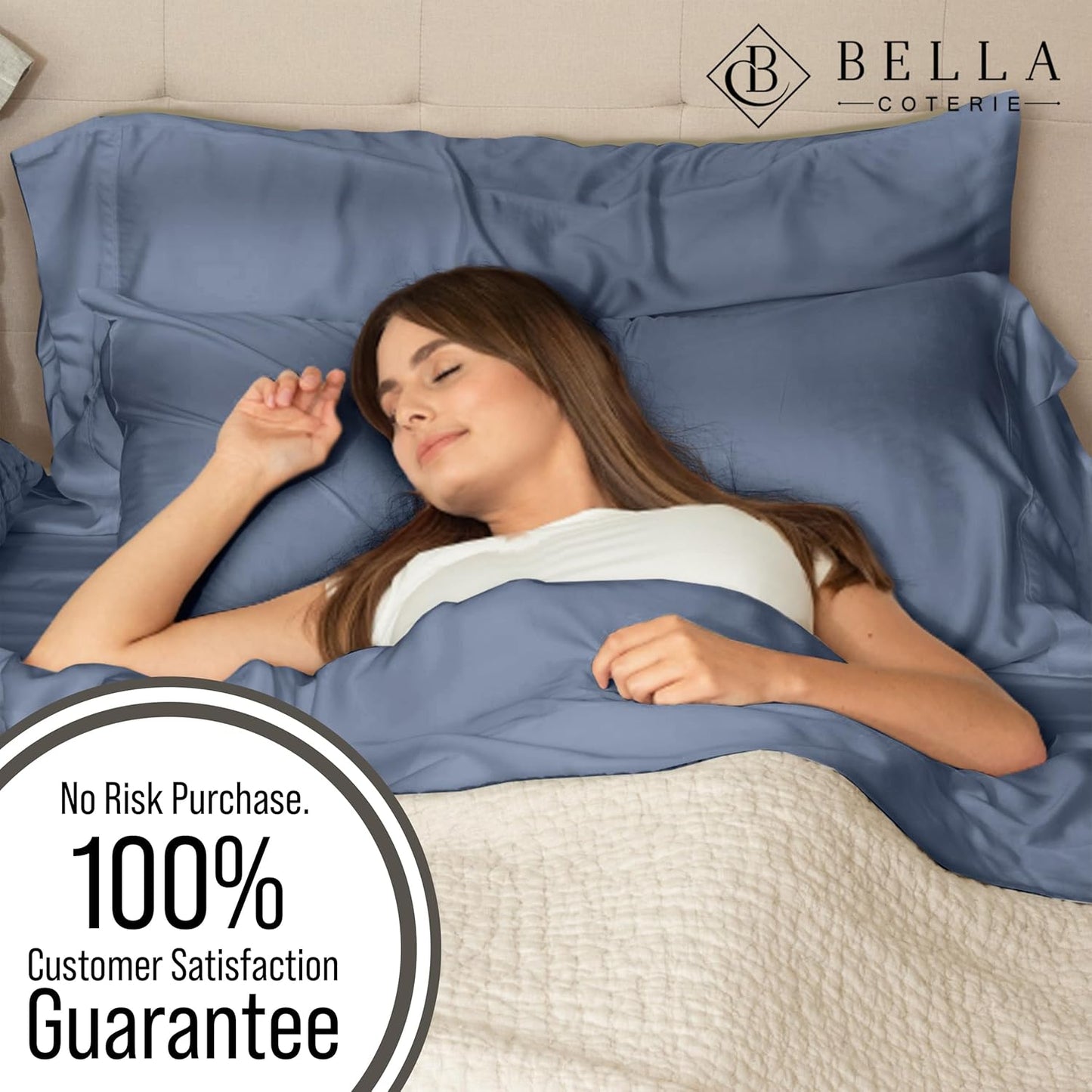 Bella Coterie Luxury Bamboo Viscose Twin Size Sheet Set | 100% Organically Grown | Ultra Soft | Cooling for Hot Sleepers | 18" Deep Pocket [Slate Blue]