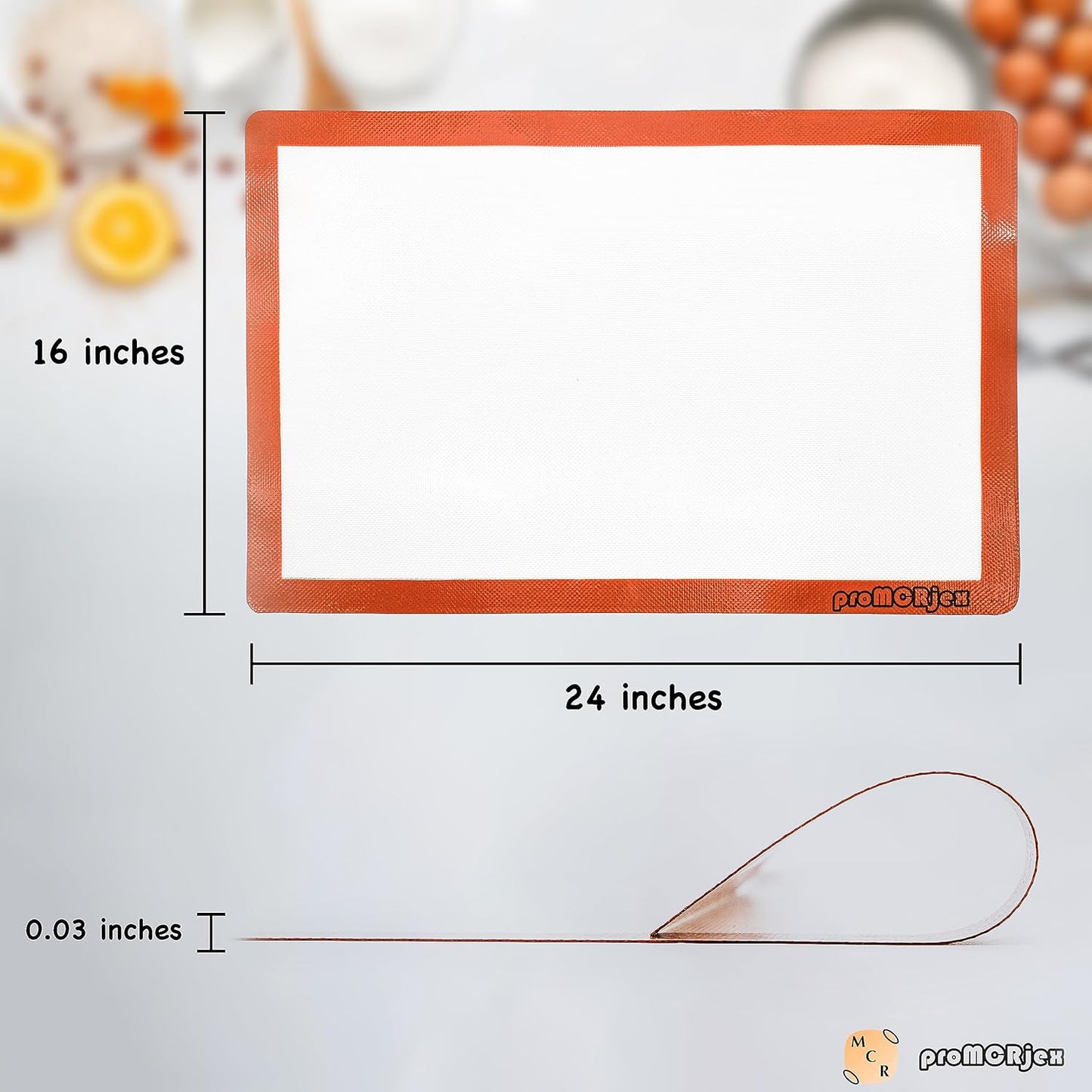 Silicone Baking Mats Full Sheet Non-Stick Cookie Sheet Large Silicon Baking Mat Set (16"x 24" Pack of 2)