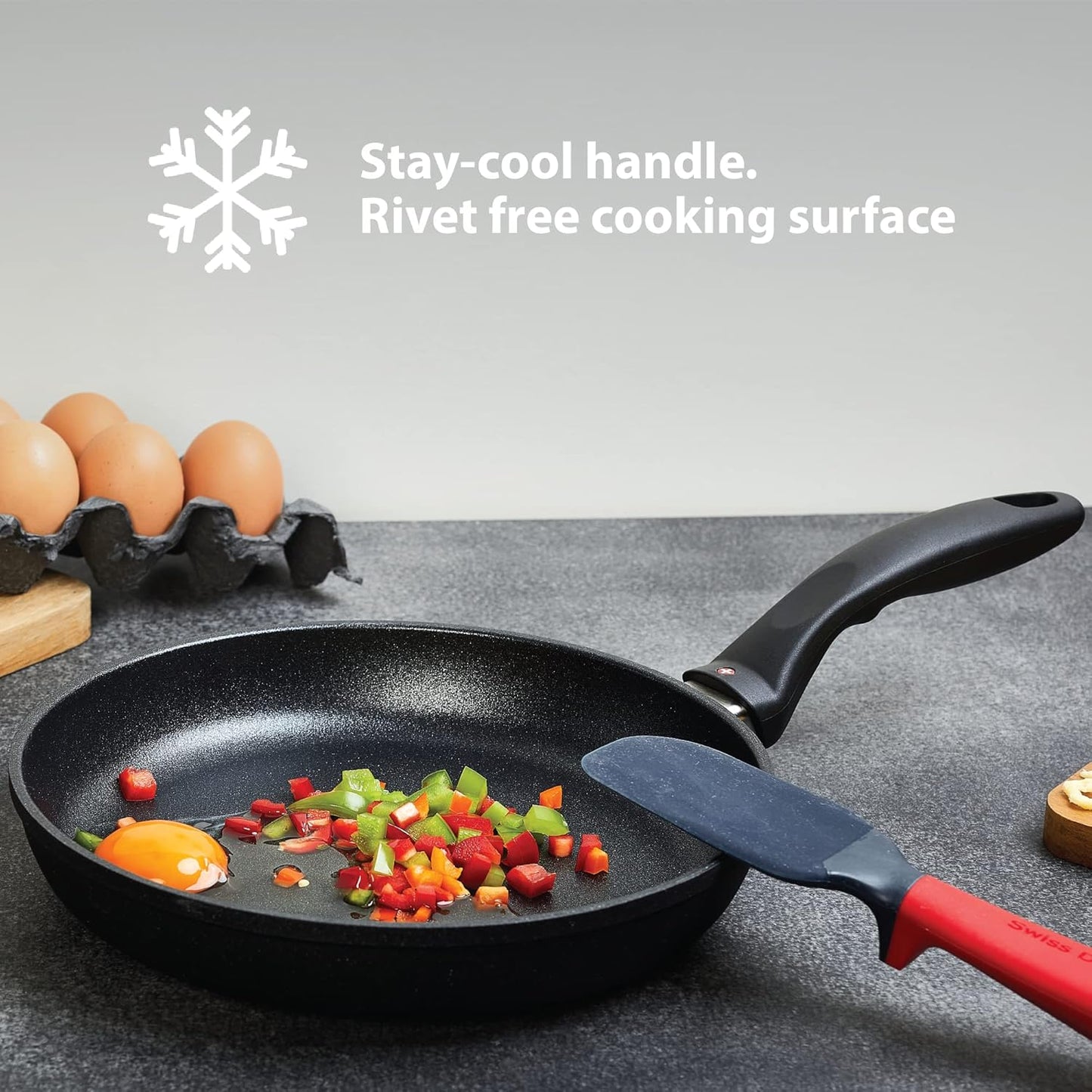 Swiss Diamond 11" (3.9 Qt) Wok HD Nonstick Induction Diamond Coated Aluminum Wok Dishwasher Safe and Oven Safe Wok, Grey