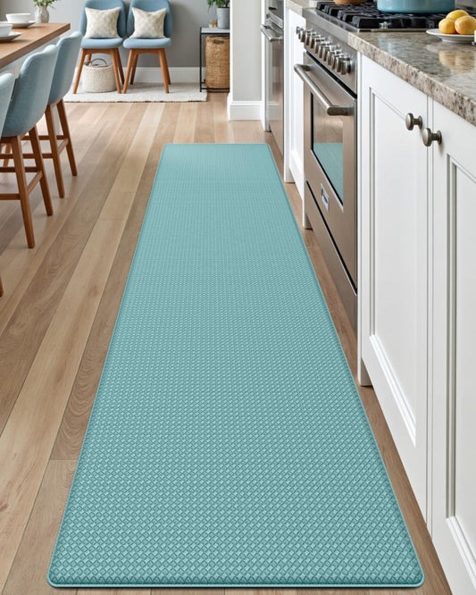 DEXI Kitchen Floor Mats Cushioned Anti Fatigue,17x79,Long Standing Runner Rug Waterproof, Comfort Memory Foam Padded for Front Sink Laundry, Turquoise