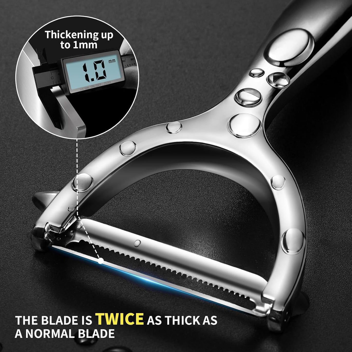 MAD SHARK Ultra Sharp vegetable peelers for kitchen – 10 Years No-Rust Stainless Steel Serrated Potato Peeler Easy to Use Y Peeler with Durable Non-Slip Ergonomic Grips for Carrots, Fruits, Veggie