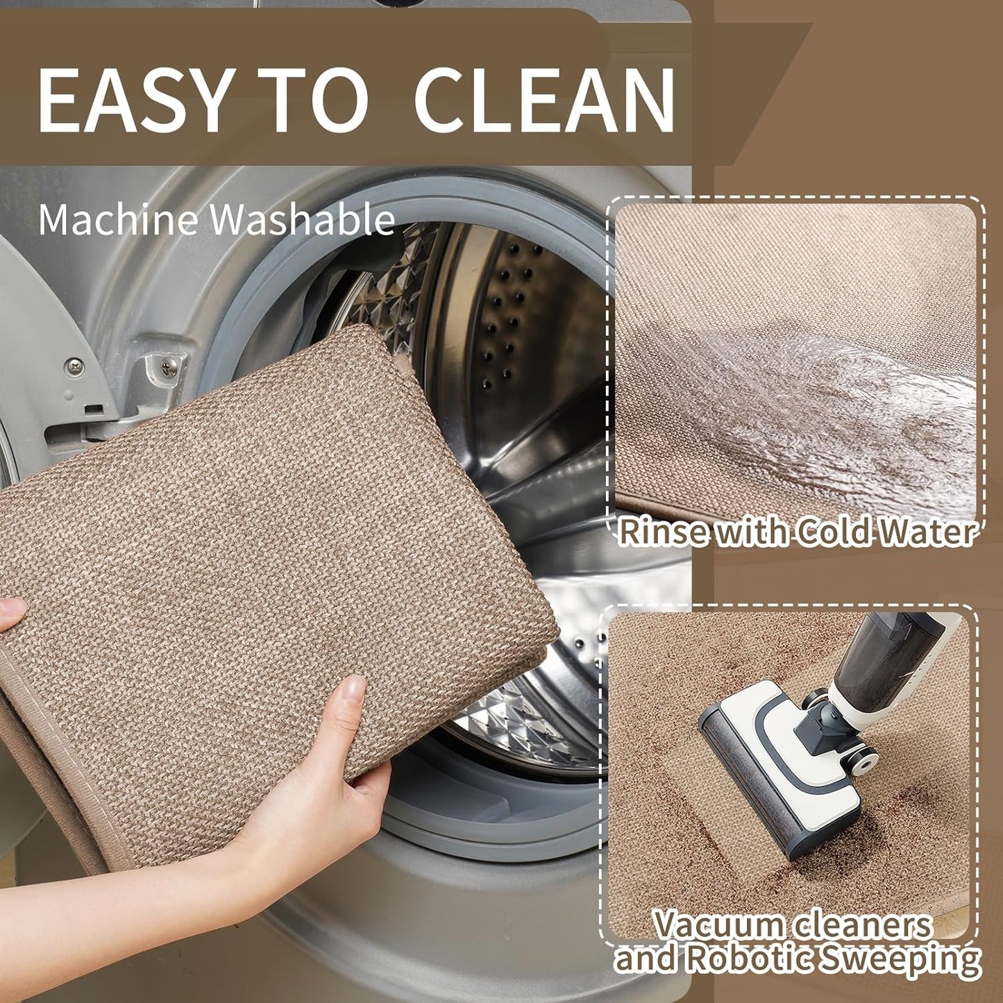 Kitchen Mat Set of 2 PCS, Cushioned Non Slip Rugs for Kitchen Floor, Absorbent Runner Comfort Standing Mats Washable for Kitchen,Floor，Office, Home （Brown 17x30+17x59）