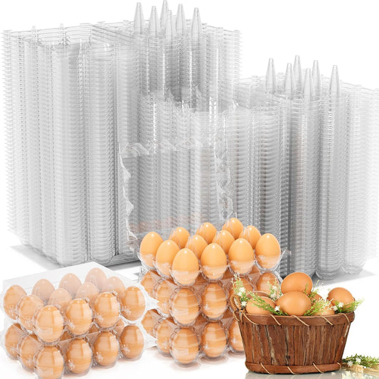 120 Pack Plastic Egg Cartons Cheap Bulk, 12 Count Clear Egg Containers for Fresh Chicken Eggs, 3x4 Grids Refrigerator Egg Trays for Refrigerator Storage, Chicken Farm, Market Display & Commercial Use