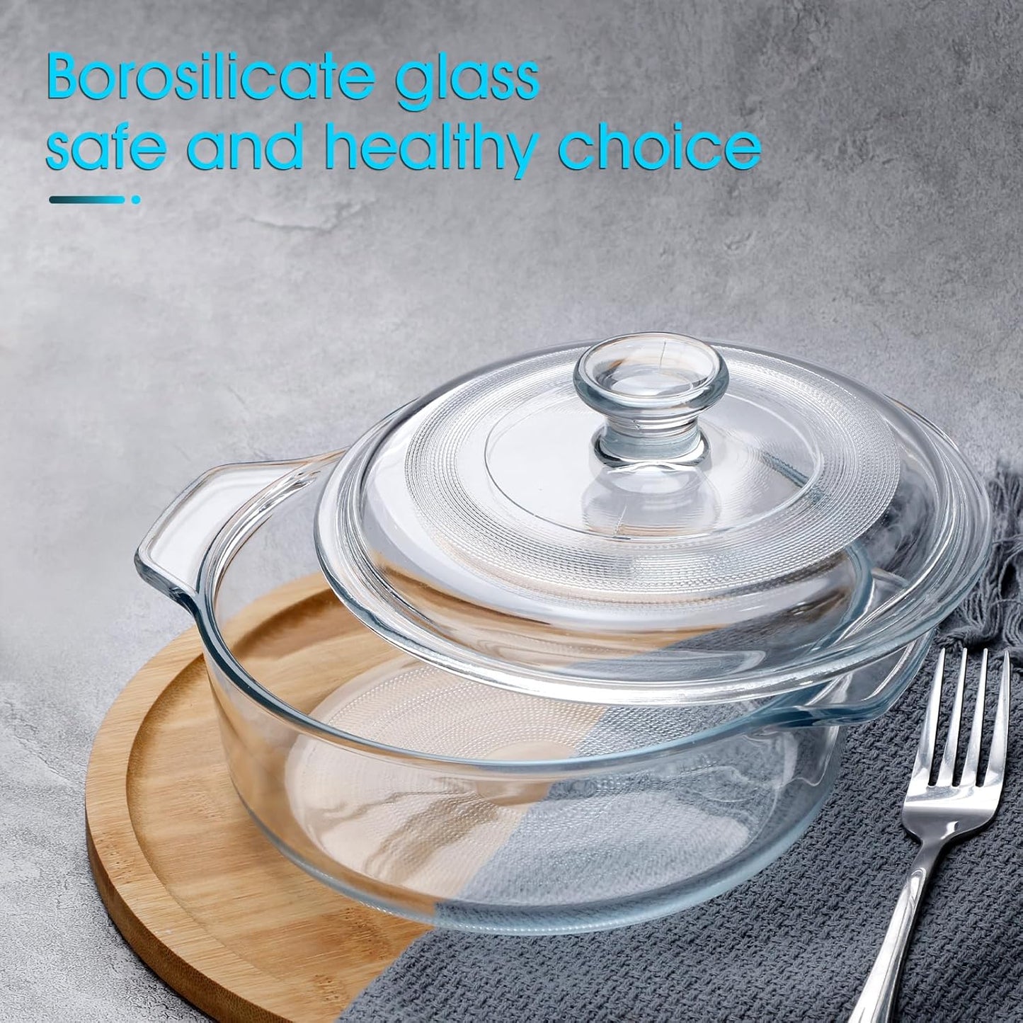 NUTRIUPS Mini Glass Casserole Dish with Lid Oven Safe Round Casserole Dish 6" Glass Baking Dish With Lid (25oz)