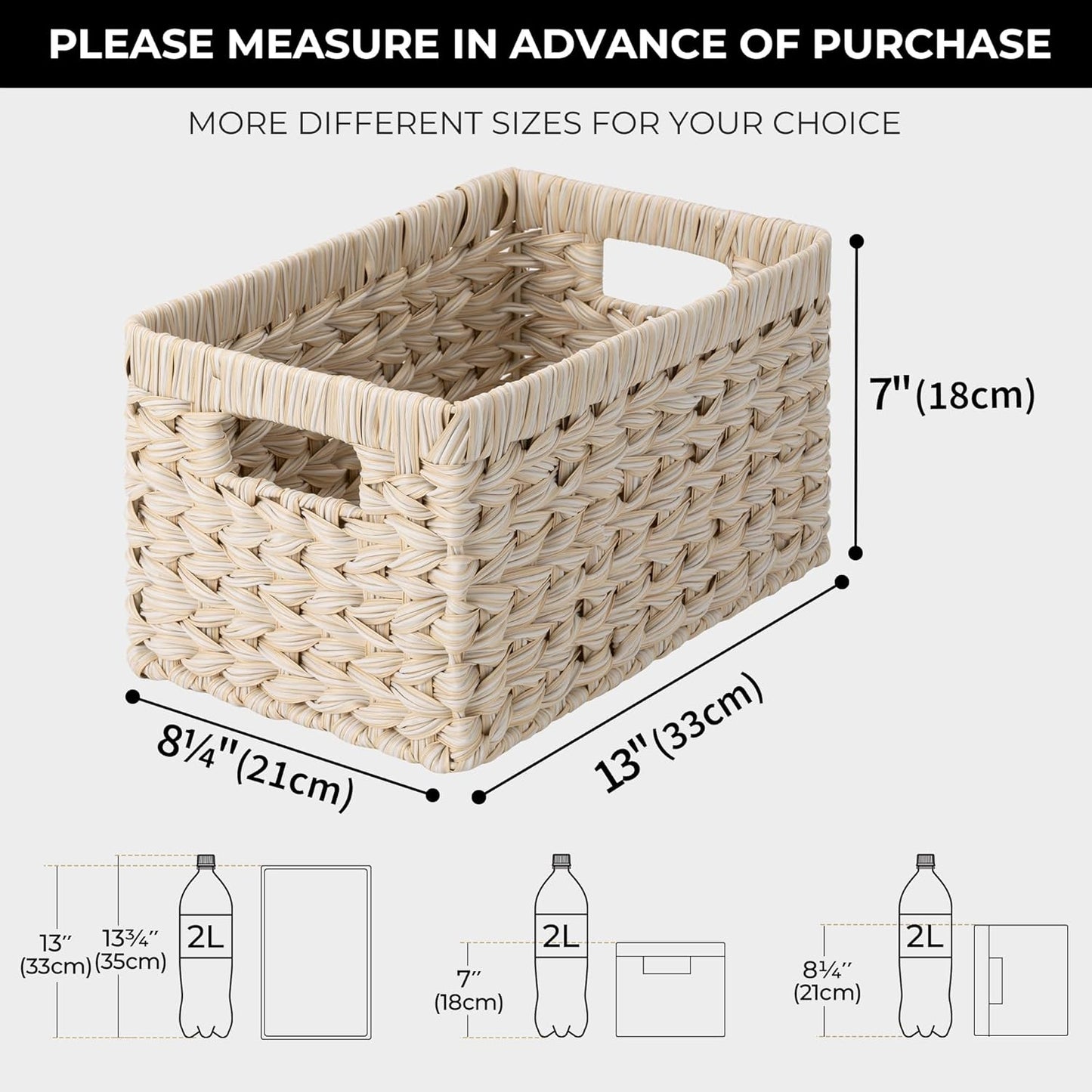 GRANNY SAYS Storage Baskets for Organizing, Wicker Storage Basket for Shelf, Wicker Basket for Organization, Waterproof Basket for Living Room, Decorative Basket for Pantry and Entryway, 2-Pack