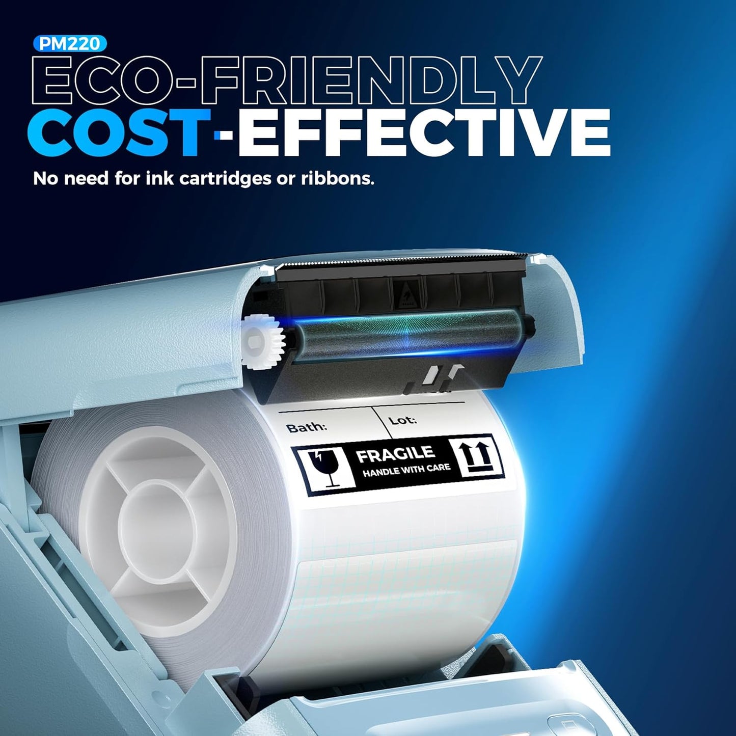 Nelko PM220 Bluetooth Label Maker Machine with Tape, 2 Inch Portable Thermal Printer for Small Business, Address, Logo, Clothing, Sticker Printer for Phones & PC, Cyan