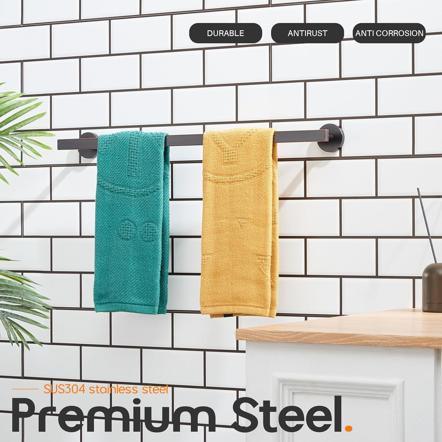 20 Inch Bathroom Towel Bar Bath Towel Rack Kitchen Towel Holder Towel Shelf Wall Mounted SUS304 Stainless Steel 2 Pack Oil Rubbed Bronze AN4001ORB-L20-P2