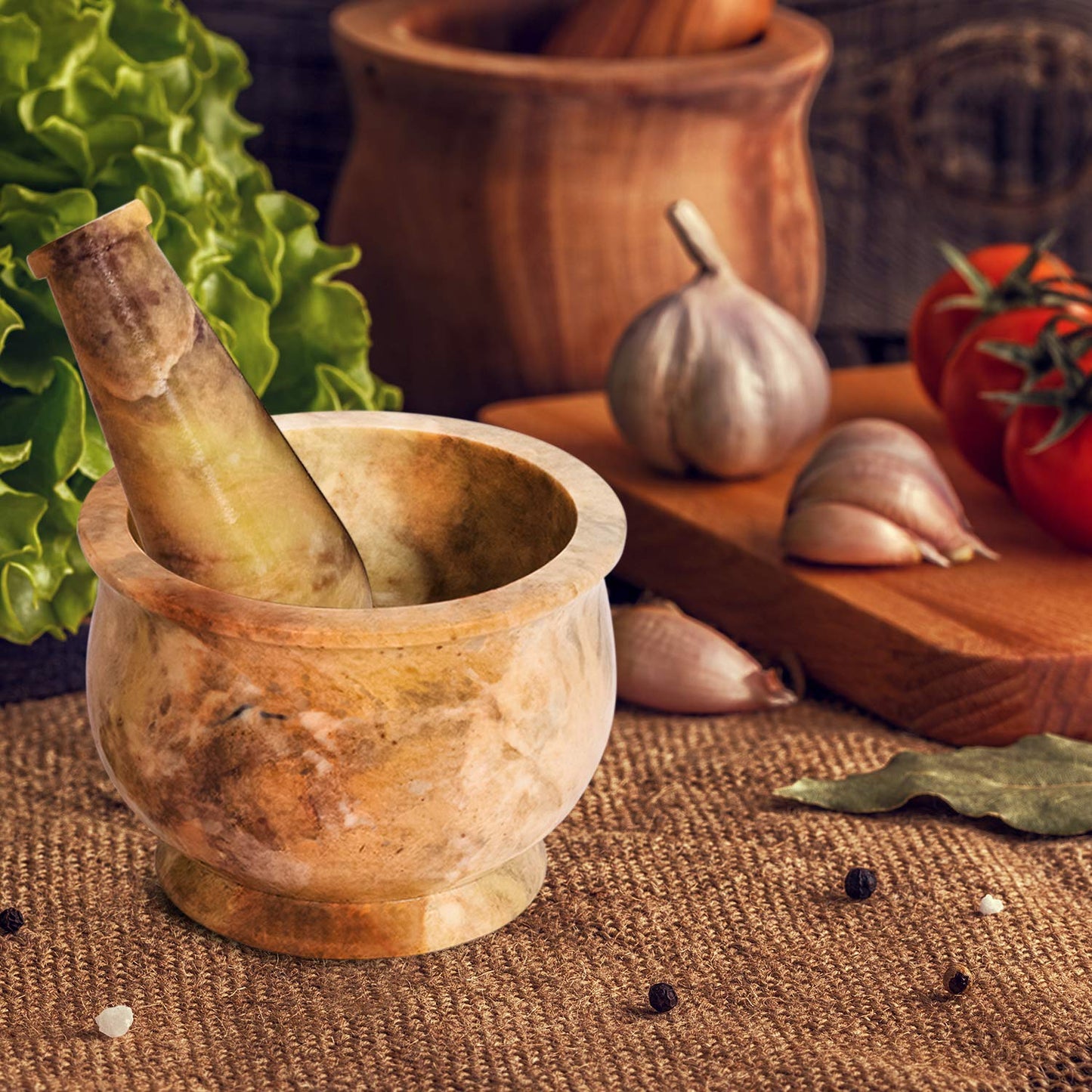 Mortar and Pestle, Made of Heavy Duty Polished Hard Stone, Natural Stone Grinder for Spices, Pastes, Herbs, Seasoning etc. (Haldi)