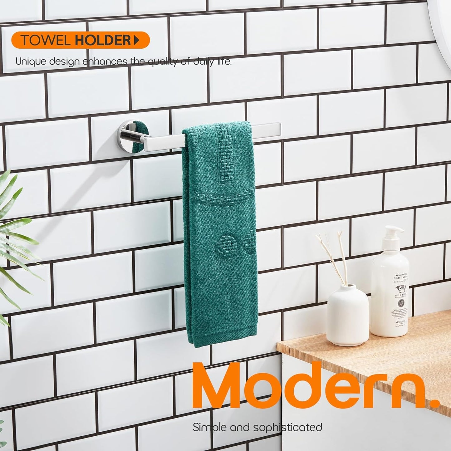 Bath Towel Rings Bathroom Towel Holder Modern Small Hand Towel Bars Stainless Steel 2 Pack Wall Mounted Polished Chrome AN3001CH-P2