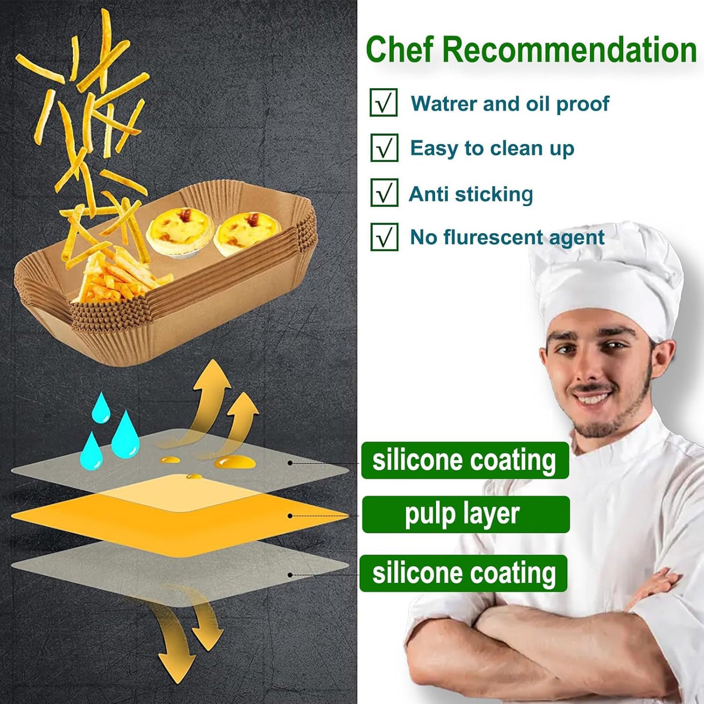 Air Fryer Liners for Ninja Dual, Air Fryer Parchment Paper Liners Disposable for Ninja DZ201, Ninja Foodi Liners, Disposable Ninja Dual Rectangular, AirFryer Paper Liners Rectangle Accessories Ninja