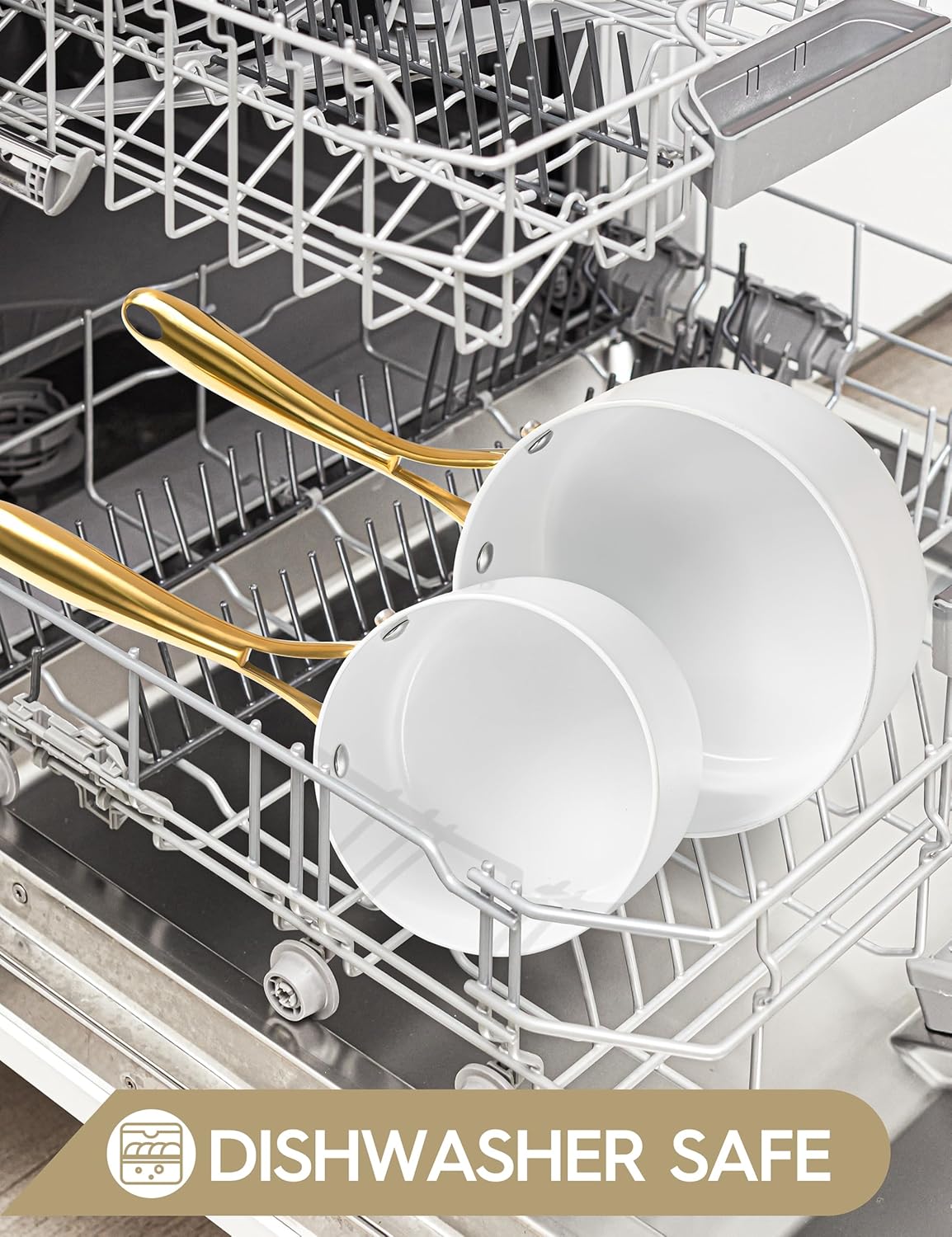 MICHELANGELO Sauce Pan with Lid, Nonstick Ceramic Saucepan Set-1Qt & 2Qt & 3Qt, Small Pots with Ergonomic Handle, Sauce Pans Sets Oven Safe, White