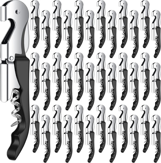 Waiter Corkscrew Wine Openers Heavy Duty Hinges Wine Key Bottle Opener All in One Double Hinged Waiter's Corkscrew with Foil Cutter Wine Tools for Bartenders Servers Sommelier (Black, 60)